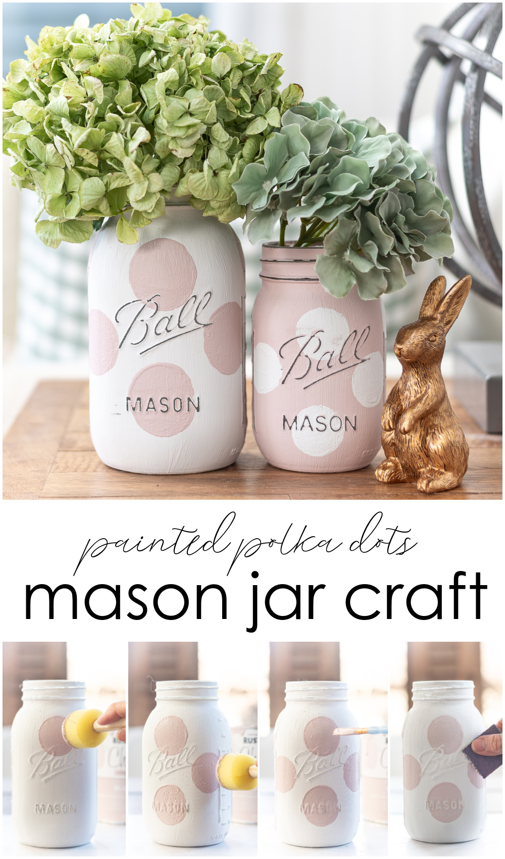 Polka Dot Mason Jars - Kate Spade Polka Dots on Mason Jars - How to Make Polka Dot Mason Jars - Painted Mason Jars with Polka Dots
