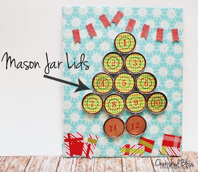 Mason Jar Lid Advent Calendar. Unique Christmas Crafts with Mason Jars and Lids. Mason Jar Holiday Craft Ideas. Mason Jar Lid Winter Craft Ideas. Mason Jar Lid Wreaths. Mason Jar Lid Snowman.