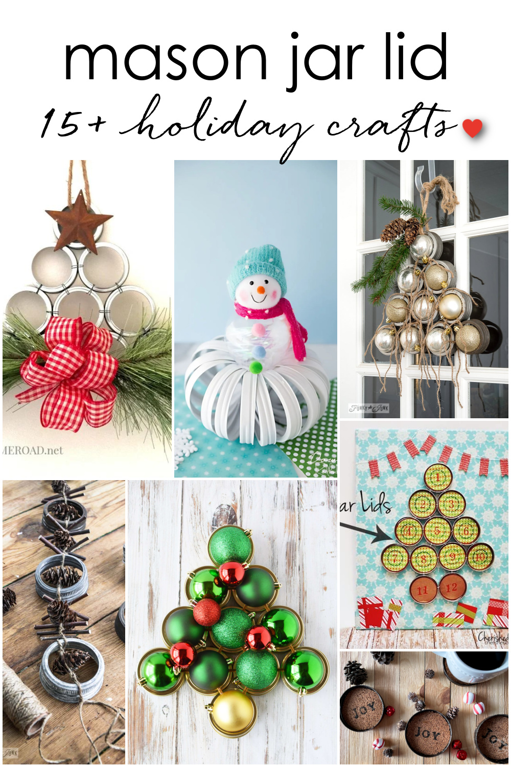 Unique Christmas Crafts with Mason Jars and Lids. Mason Jar Holiday Craft Ideas. Mason Jar Lid Winter Craft Ideas. Mason Jar Lid Wreaths. Mason Jar Lid Snowman.