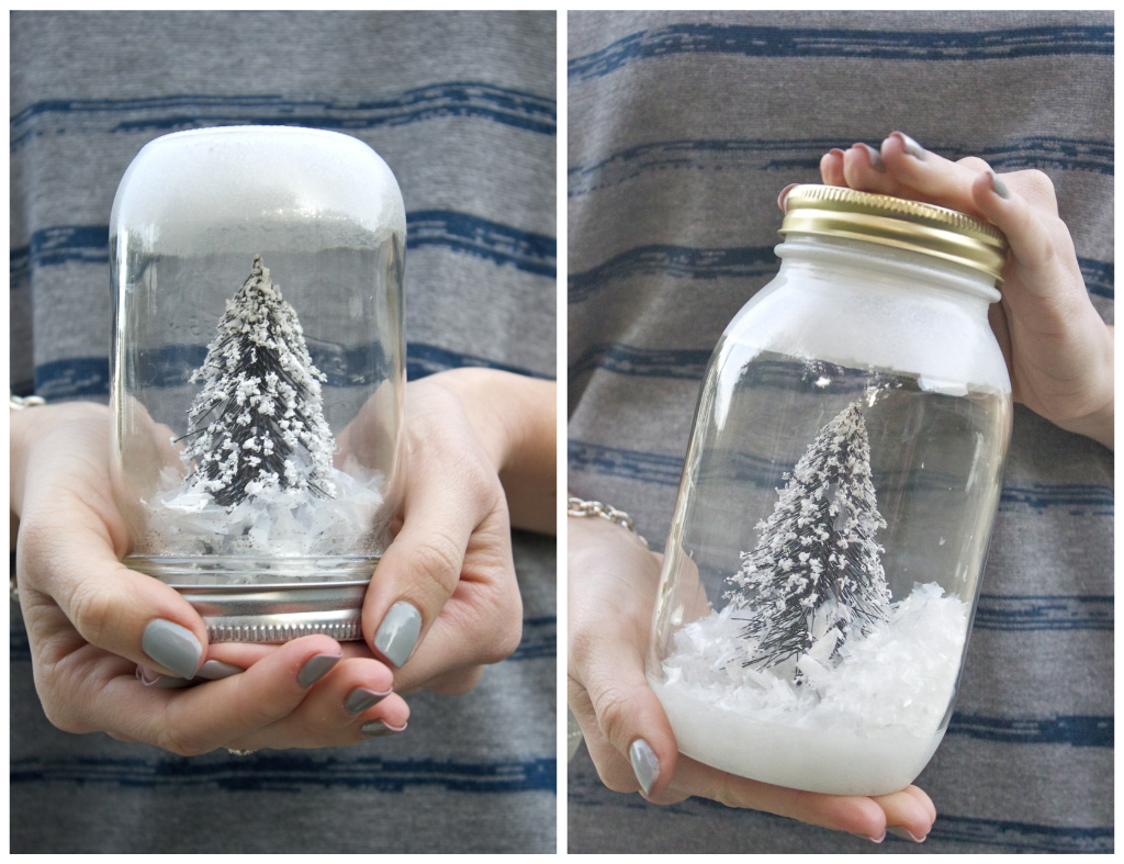Bottle Brush Tree in Mason Jar Snow Globe. Painted Mason Jar Snow Globe. Mason Jar Snow Globe Craft Ideas. Bottle Brush Trees in Mason Jar Snow Globes. How to Make a Snow Globe in a Jar. Kids Craft Ideas for Christmas with Mason Jars. Gift Ideas in Mason Jars. Winter Crafts Ideas with Snow Globes. Mason Jar Crafts for Christmas. 