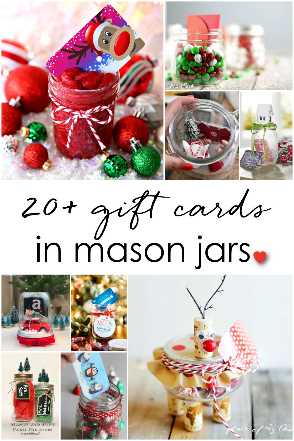 Mason Jar Holiday Gift Card Holders. Mason Jar Christmas Gift Card Holder Ideas. Creative ways to Package Gift Cards in Mason Jars.
