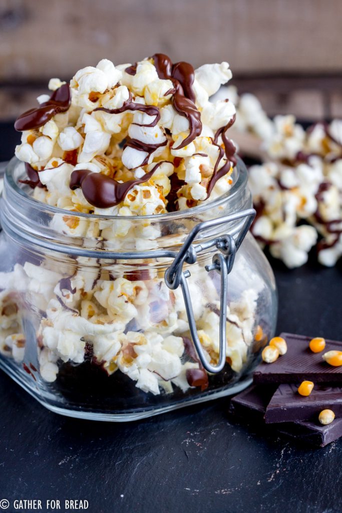 Popcorn in Mason Jars. Popcorn Recipe Ideas for National Popcorn Day. Chocolate Drizzled Kettle Corn. Gourmet Popcorn Recipes. Popcorn Mason Jar Gift Ideas. Popcorn Mason Jar Wedding Favor Ideas.