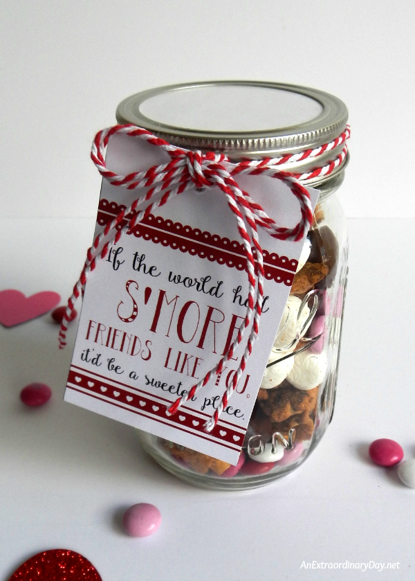 S'mores in a Jar Valentine. Valentine Mason Jar Crafts. Mason Jar Valentine's Day Craft Ideas. Gift Ideas in Mason Jars for Valentine's Day. 55+ Valentine Jar Crafts & More