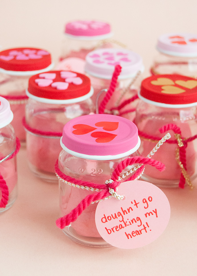 Homemade Play-Doh Valentine's Craft for Kids. Valentine's Mason Jar Crafts for Kids - Kid's Crafts Ideas for Valentine's Day with Mason Jars.