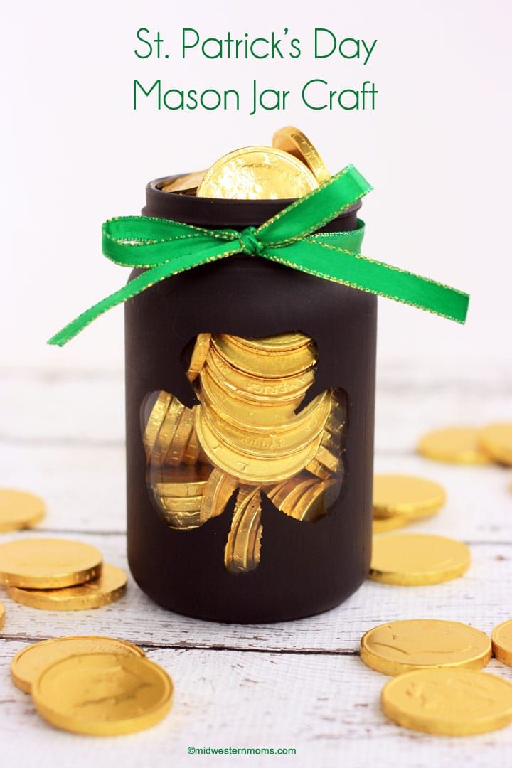 Pot of Gold Craft. Mason Jar Crafts for St. Patrick's Day - Shamrock Crafts for St. Pat's - Pot of Gold Crafts with Mason Jars - Leprechaun Crafts for St. Patrick's Day with Mason Jars - Kids Crafts for St. Patrick's Day