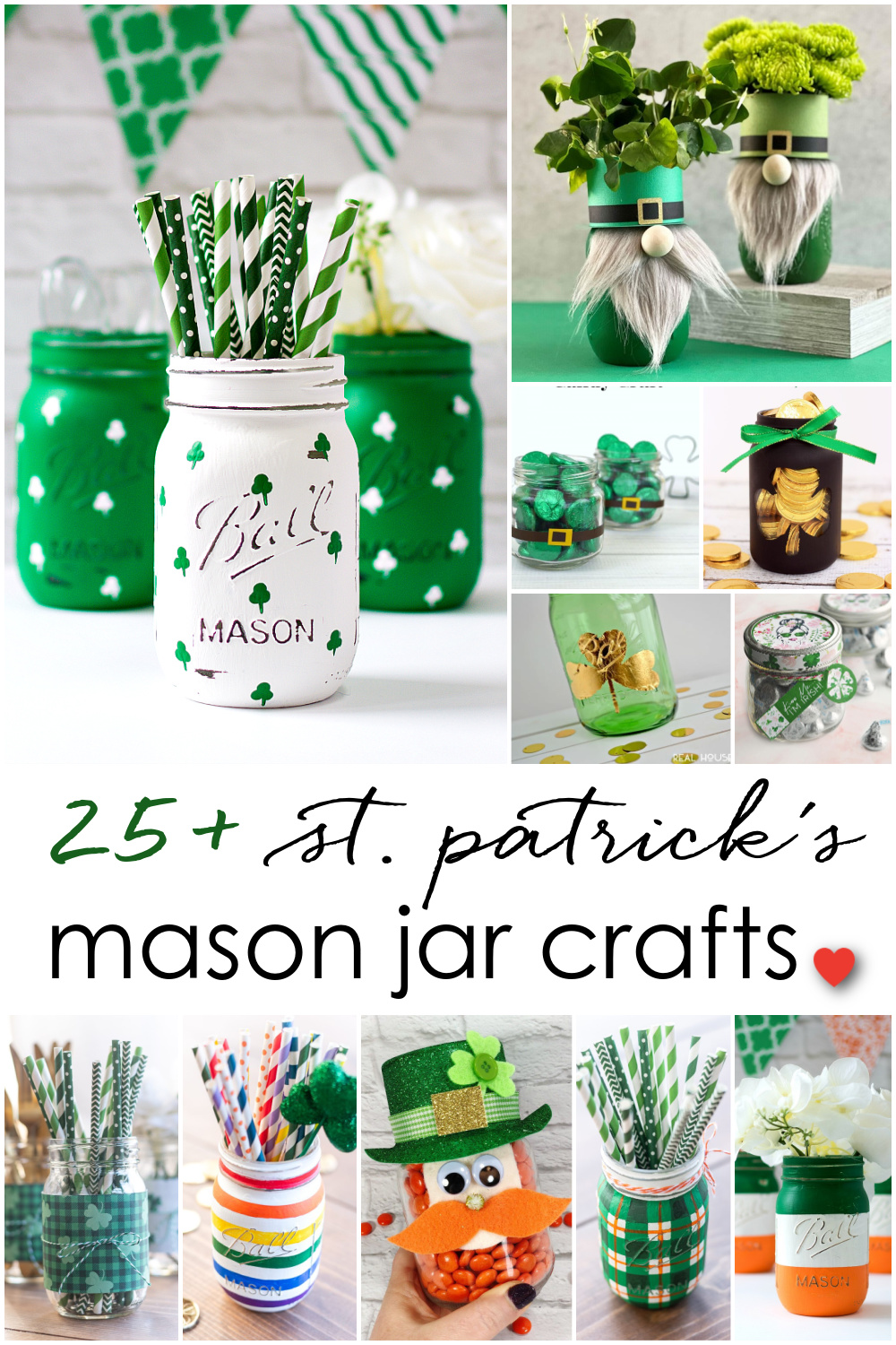 Mason Jar Crafts for St. Patrick's Day - Shamrock Crafts for St. Pat's - Pot of Gold Crafts with Mason Jars - Leprechaun Crafts for St. Patrick's Day with Mason Jars - Kids Crafts for St. Patrick's Day