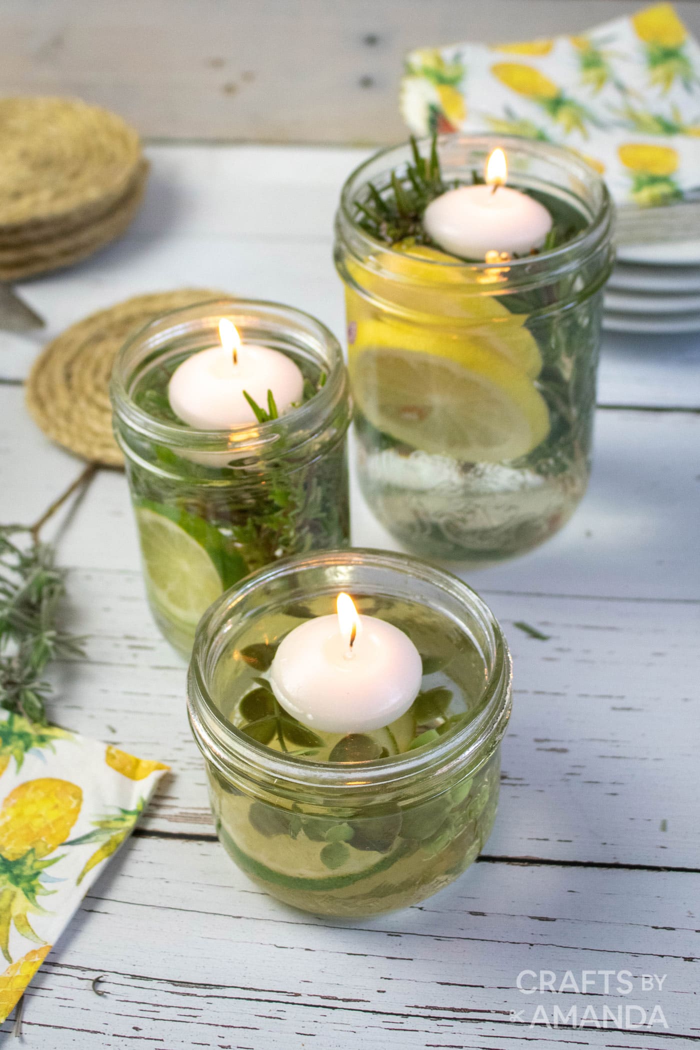 Mosquito Repellent Mason Jar Candles. Citronella Mason Jar Votives. Summer Mason Jar Crafts. Kid's Craft for Summer with Mason Jars. Coastal Mason Jar Ideas. Painted Mason Jars for Summer. Mason Jar Planters. Twine Wrapped Mason Jar Crafts. Firefly Mason Jars. Mason Jar Votives for Summer.
