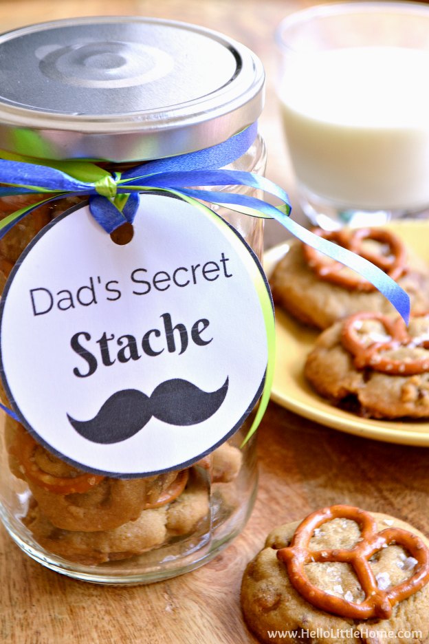 Dad's Secret Stache Gift Idea. Father's Day Gift Ideas in Mason Jars. Homemade Father's Day Crafts.  Kid's Crafts for Father's Day. Easy Father's Day Crafts with Mason Jars. Mason Jar Crafts. Mason Jar Kid's Crafts.