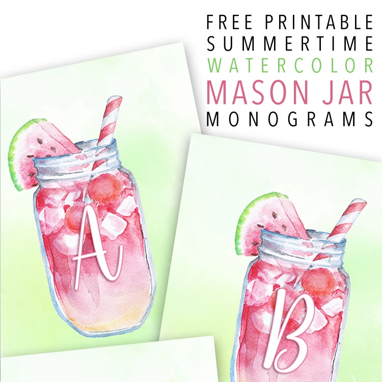 Mason Jar Watercolor Printable Monograms. Summer Mason Jar Crafts. Kid's Craft for Summer with Mason Jars. Coastal Mason Jar Ideas. Painted Mason Jars for Summer. Mason Jar Planters. Twine Wrapped Mason Jar Crafts. Firefly Mason Jars. Mason Jar Votives for Summer.