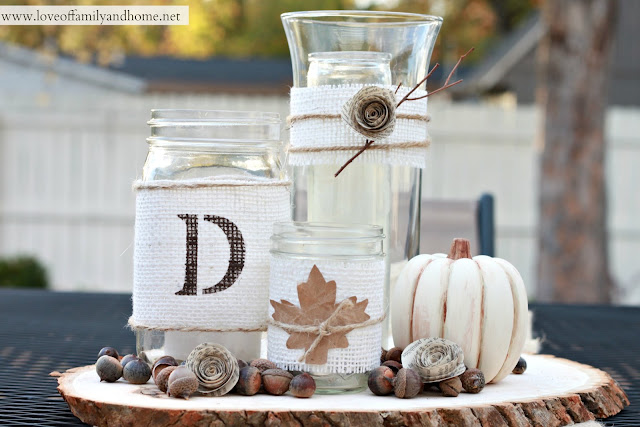 Rustic Fall Mason Jar Centerpiece. Mason Jar Crafts for Fall. 30+ Craft Idea for Autumn. Crafts for Fall with Mason Jars. Mason Jar Autumn Crafts. Painted Mason Jars for Fall. Mason Jar Votives for Fall. Pumpkin Mason Jar Crafts for Fall.